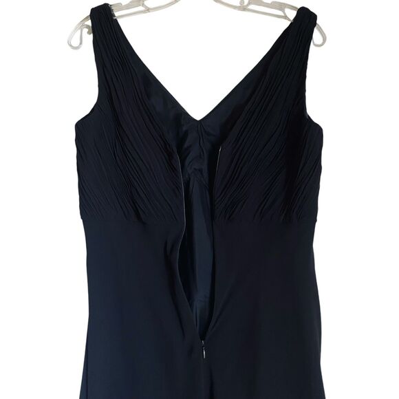 Chaps Midi A-line Dress 8 Black V-neck Draped Sleeveless Party Whimsygoth Fairy - Picture 7 of 8